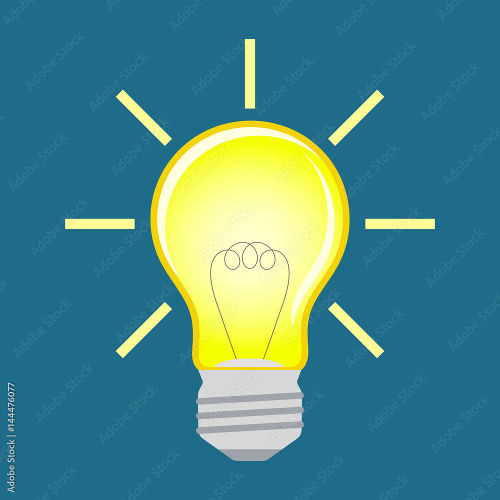 Light bulb on a blue background Stock Vector | Adobe Stock