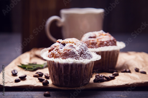 hot coffee with muffin