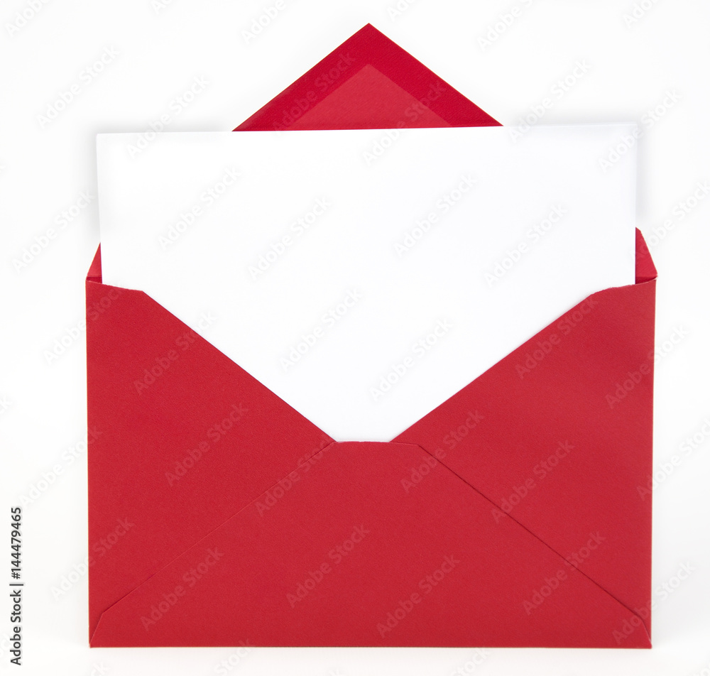 Red envelope with blank white card. Red envelope with blank white card.