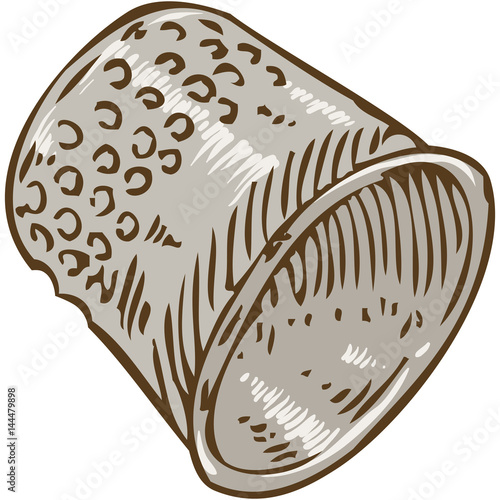 Steel Thimble. Isolated on White