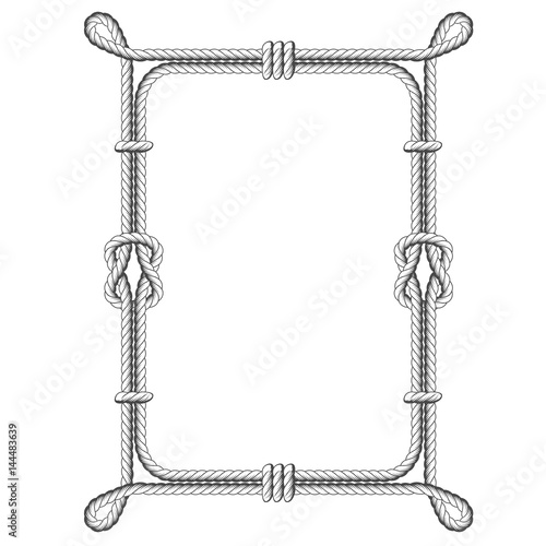 Twisted rope square frames with knots and loops