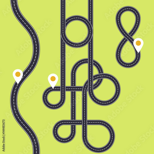 Road interweaving of loops - highway interchange with knots