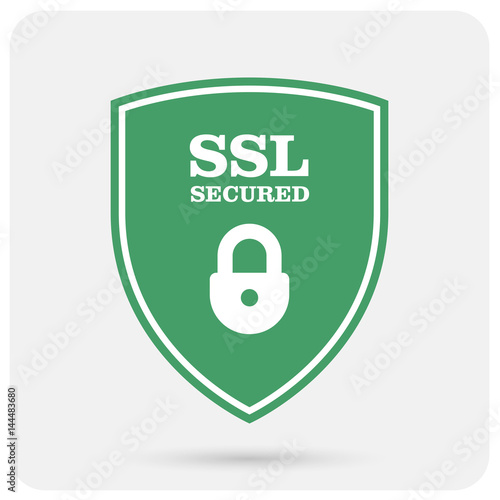 Ssl certificate shield with padlock - secure website emblem
