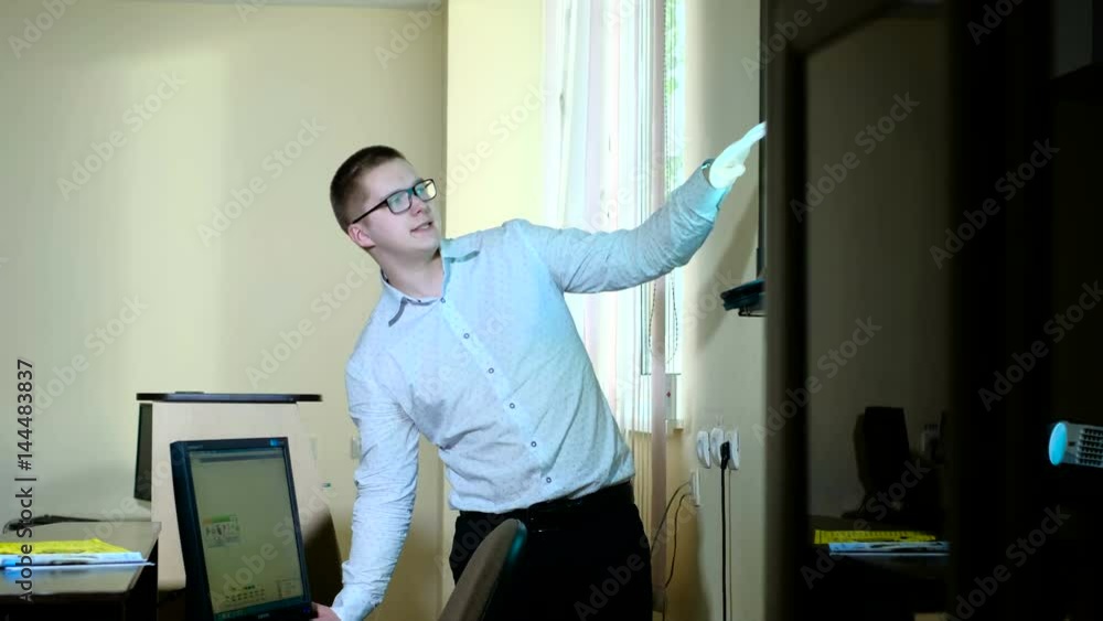 Teacher with computer takes a math class 4k Teacher with computer takes a math class 4k