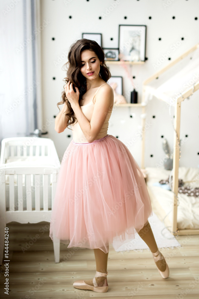 Girl belerina dancing in the studio Girl belerina dancing in the studio