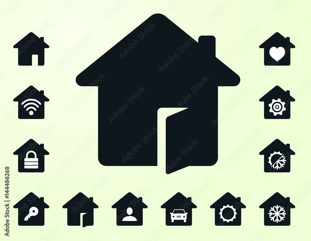 Set of dark lined smarthome icons