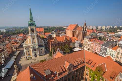 Obraz na płótnie Torun,Poland-September 11,2016:Torun panorama seen from tower of the Old Town Hall w salonie