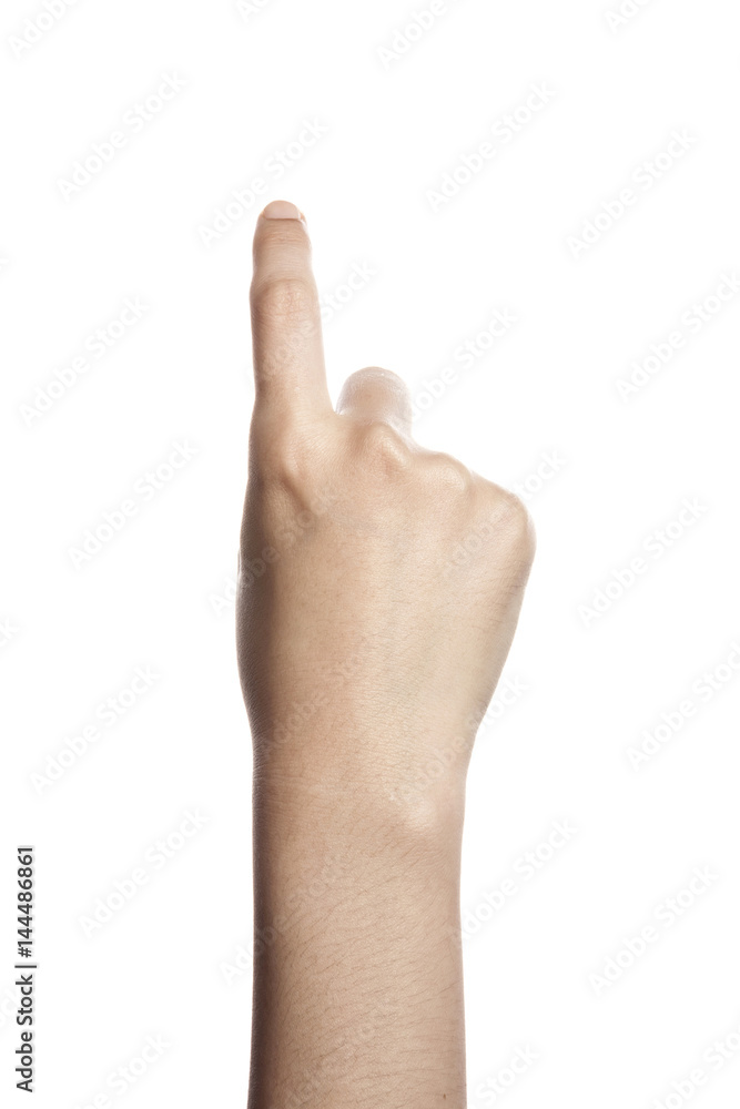 gesture with hand finger, index finger push or touch something. gesture with hand finger, index finger push or touch something.