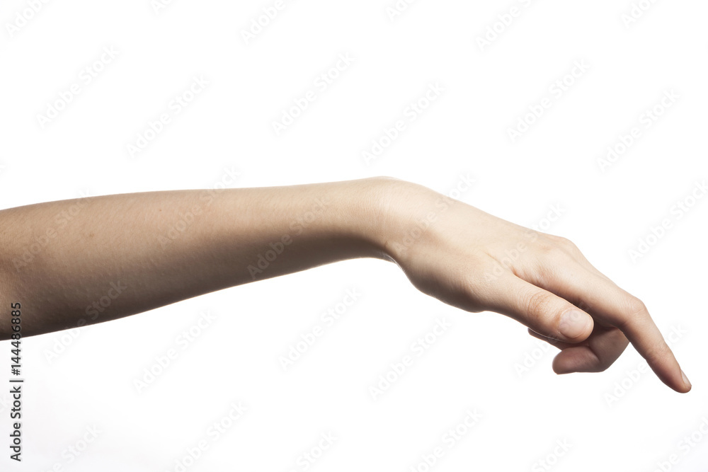 gesture with hand finger, index finger push or touch something. gesture with hand finger, index finger push or touch something.