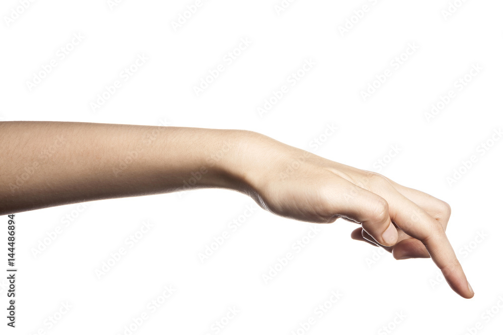 gesture with hand finger, index finger push or touch something. gesture with hand finger, index finger push or touch something.