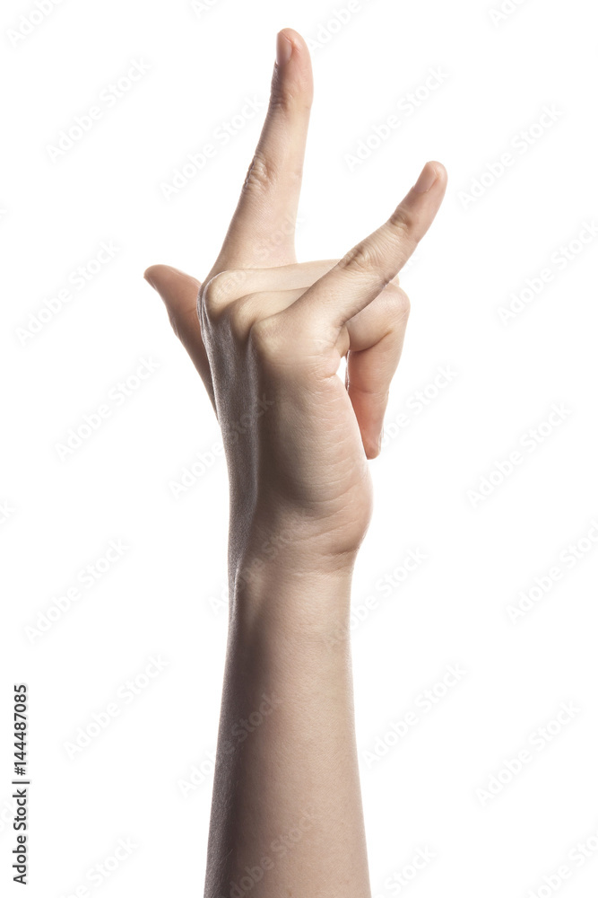 gesture with hand finger, hand make a pease and devil. gesture with hand finger, hand make a pease and devil.