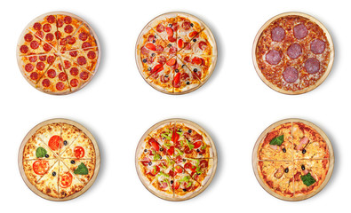 Fototapete Pizzeria Sechs italienische Pizzasorten zur Auswahl  © adidas4747