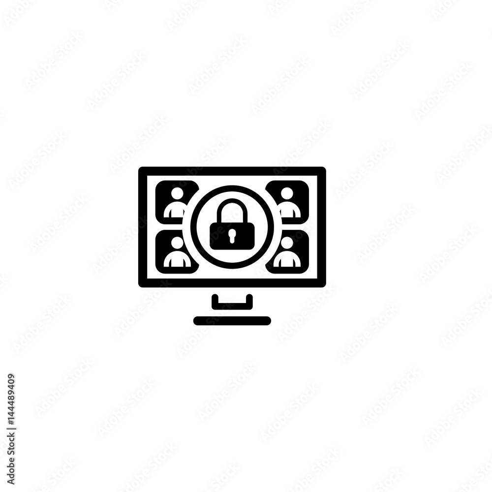 Safety Online Meeting Icon. Flat Design. Safety Online Meeting Icon. Flat Design.