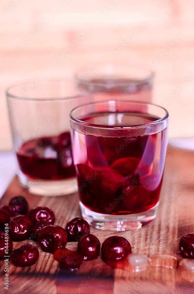 Refreshing drink with cherries Refreshing drink with cherries