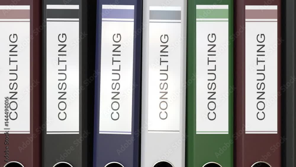 Multiple office folders with Consulting text labels 3D rendering Multiple office folders with Consulting text labels 3D rendering