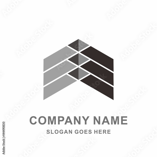 3D Geometric Triangle Arrow Strips Roof Architecture Interior Construction Business Company Stock Vector Logo Design Template