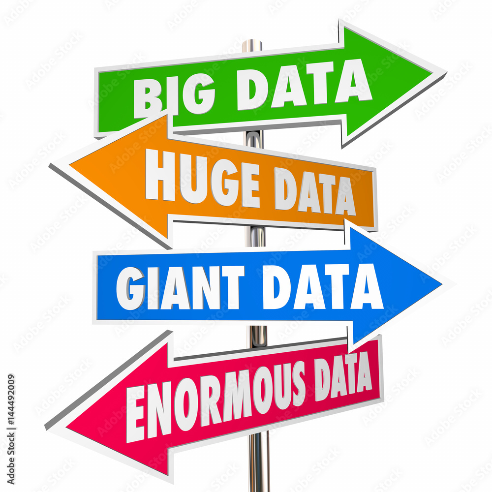 Big Huge Giant Enormous Data Signs 3d Illustration Big Huge Giant Enormous Data Signs 3d Illustration