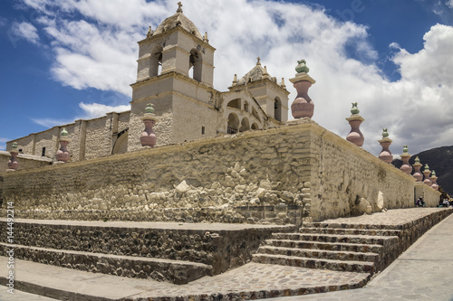 Colonial style church in Chivay, Colca valley, Peru photo
