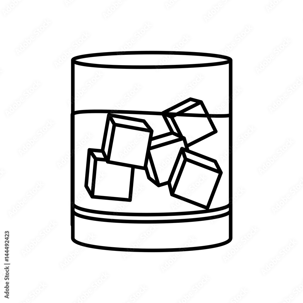 silhouette whiskey drink cocktail glass with ice cubes vector illustration  Stock Vector | Adobe Stock
