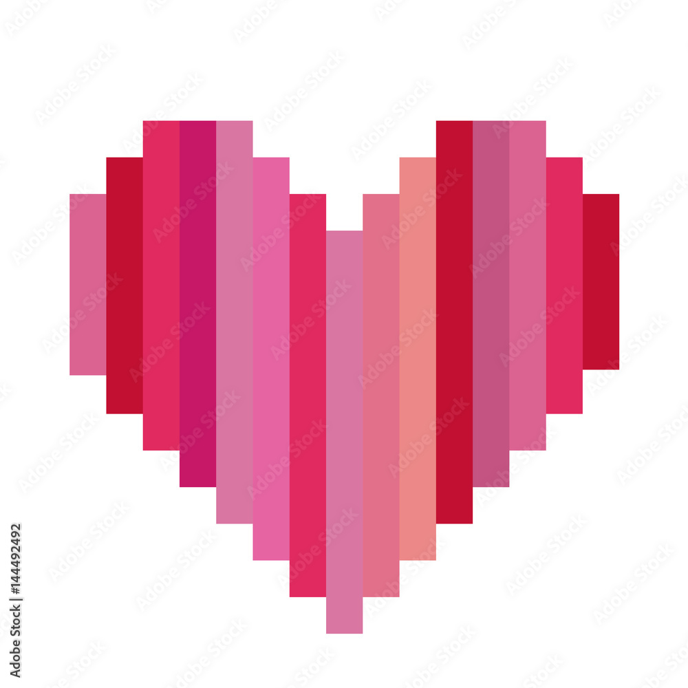 Fototapeta premium heart shape with colorful vertical lines pixel vector illustration