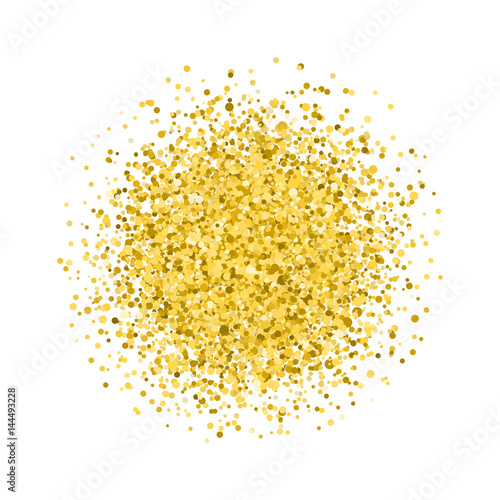 Glitter texture. Golden round. Isolated on white background.
