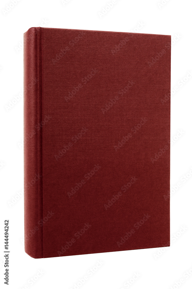 Deep red maroon or burgundy book or textbook front cover one single standing upright vertical isolated on white background photo Deep red maroon or burgundy book or textbook front cover one single standing upright vertical isolated on white background photo