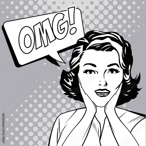 woman omg expression comic pop art vector illustration eps 10