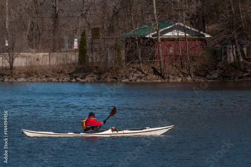 Man paddling his kayak