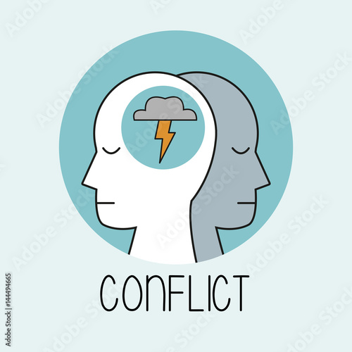 profile human head conflict vector illustration eps 10