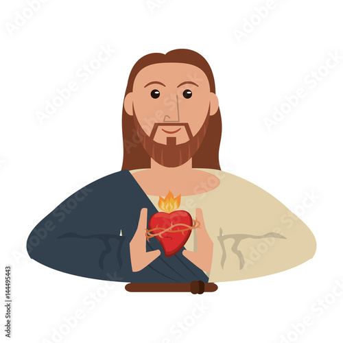 jesus christ with sacred heart vector illustration eps 10
