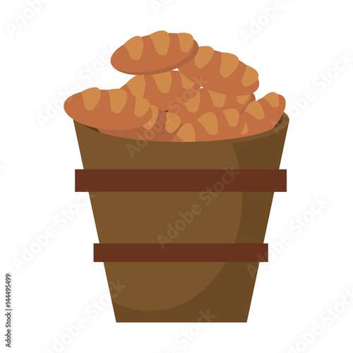 wooden bucket bread religion symbol vector illustration eps 10