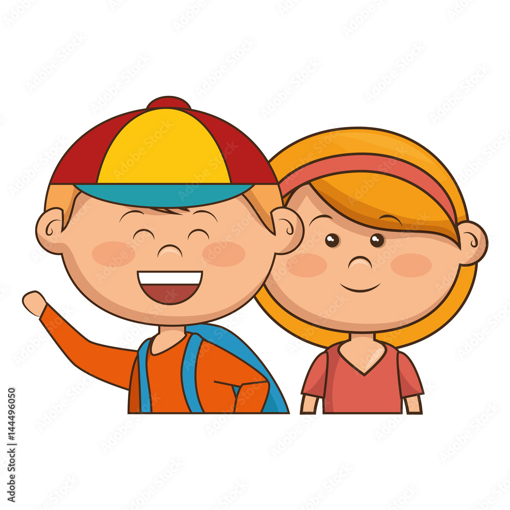 cute little kids character vector illustration design