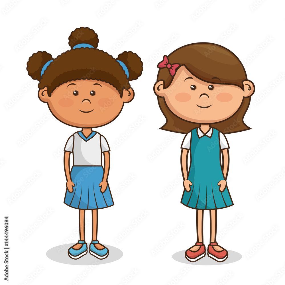 cute little kids character vector illustration design