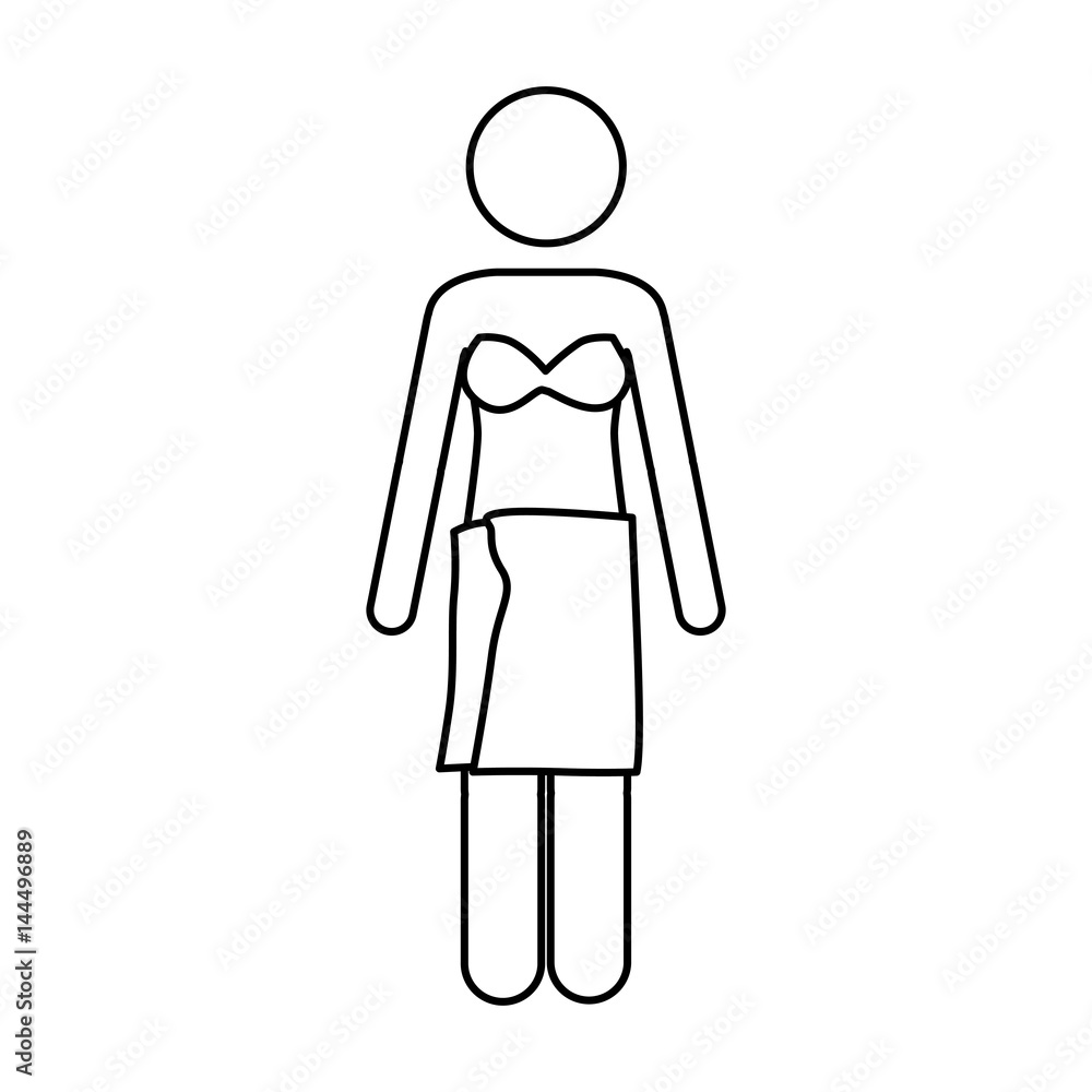 monochrome contour pictogram of woman in bikini with towel in waist vector illustration monochrome contour pictogram of woman in bikini with towel in waist vector illustration