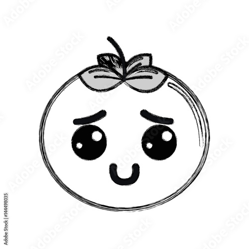 silhouette kawaii nice shy tomato vegetable