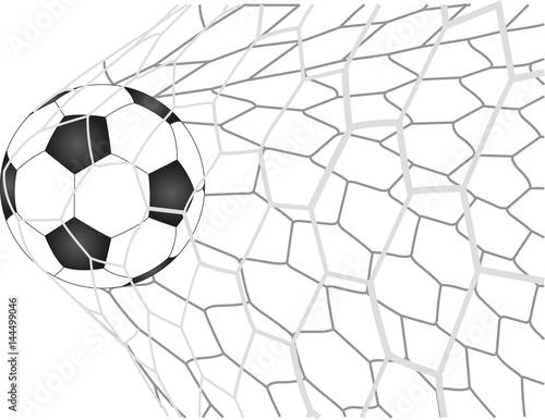 Soccer Football in Goal Net line sketched up Vector Illustrator, EPS 10.