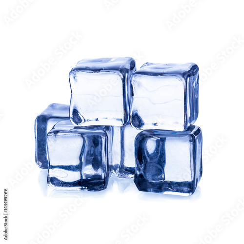 Melting ice cubes isolated on white background.
