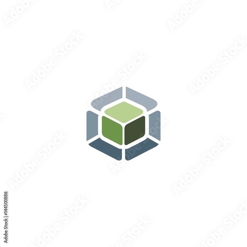 abstract green box technology logo