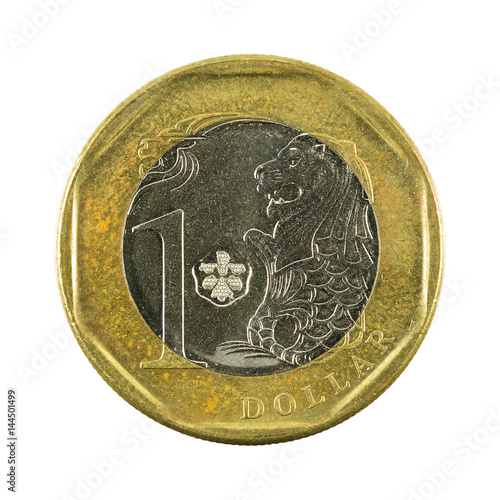Canvas Print 1 singapore dollar coin (2013) obverse isolated on white background