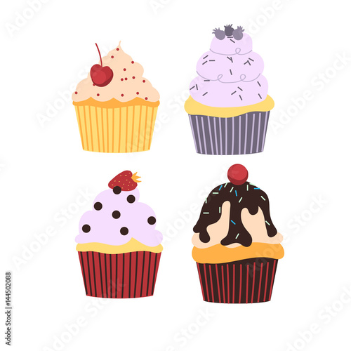 Cupcakes . Vector illustration.