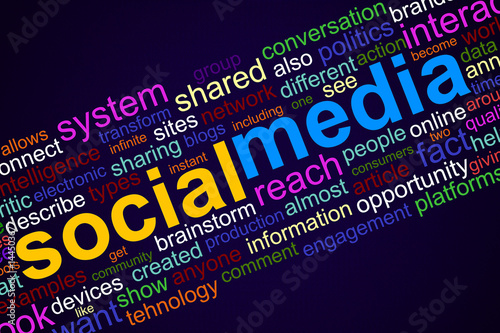 social media info-text graphics and arrangement concept on dark-blue background