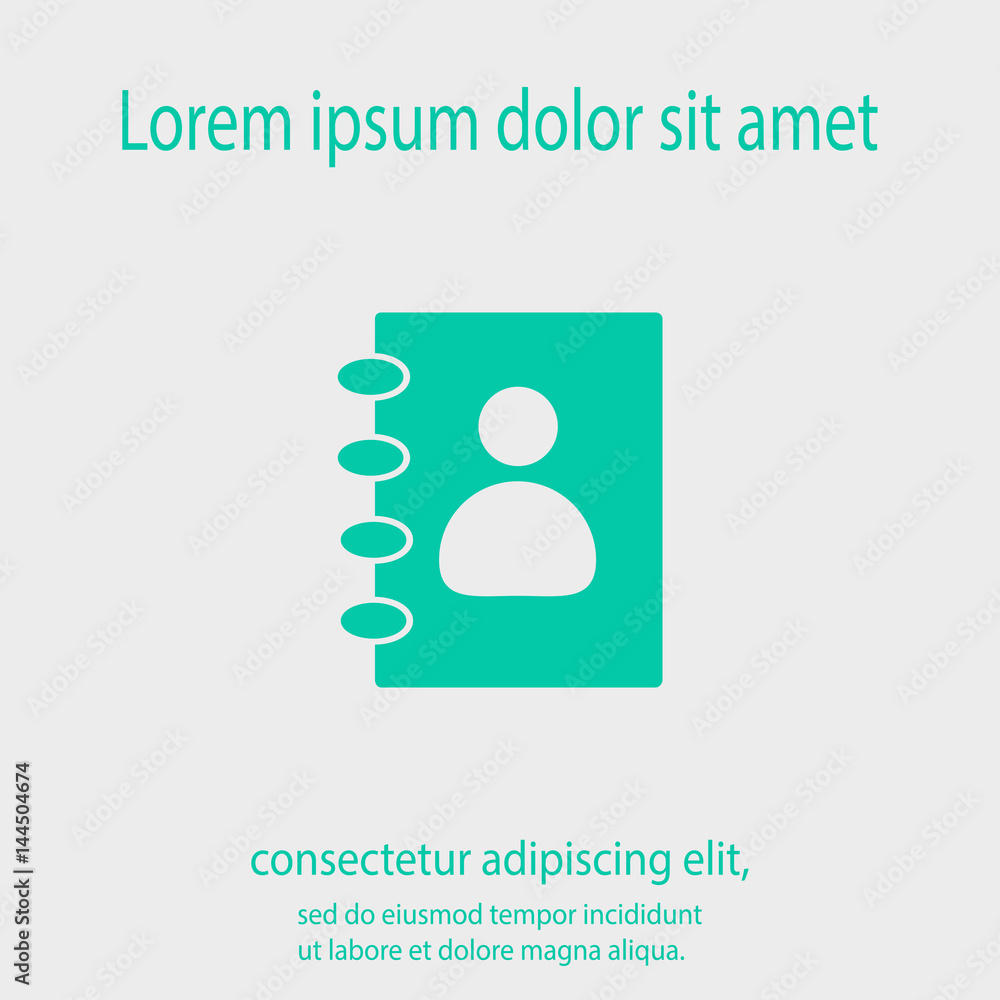 Contacts book icon, vector illustration with soft shadow on a gray background Contacts book icon, vector illustration with soft shadow on a gray background