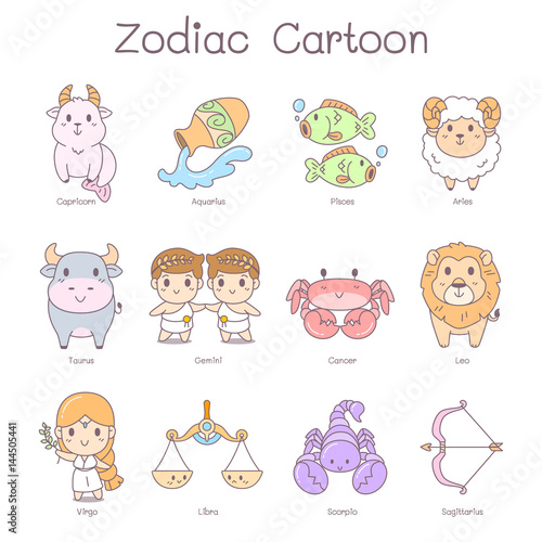 cute zodiac cartoon set