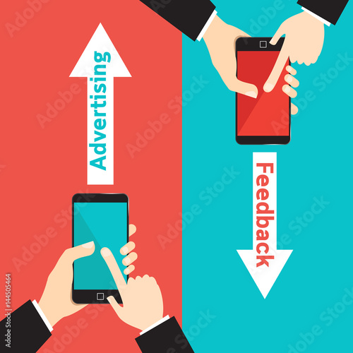 Business concept advertising and feedback