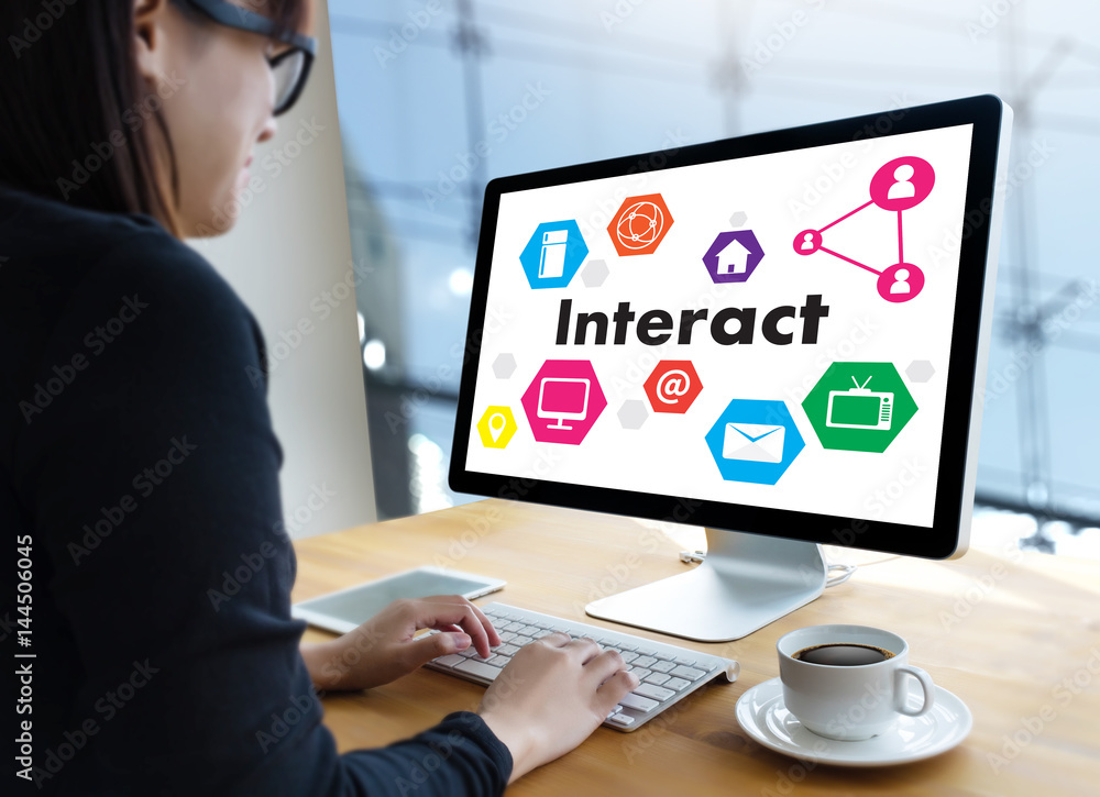 Interact Communicate Businessman working Connect Social Media Social Networking