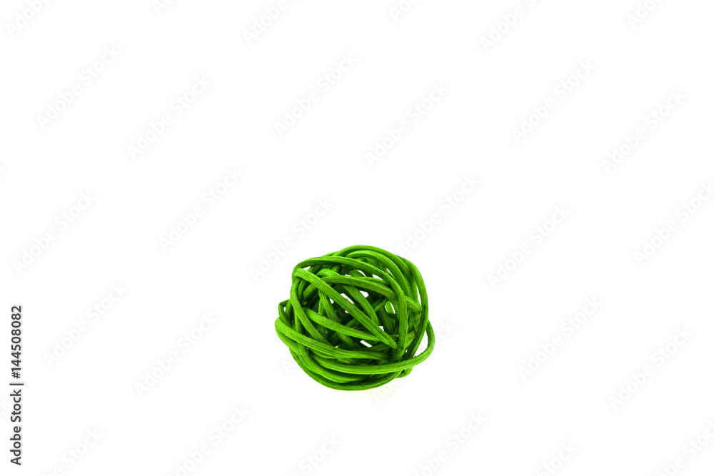 Green wicker ball isolated on white background. Green wicker ball isolated on white background.
