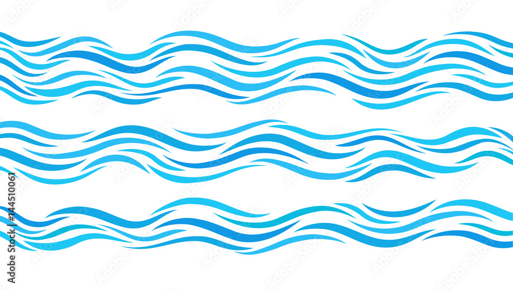Obraz premium Niebieskie wzory fal. Zestaw elementów wody.