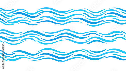 Blue wave patterns. Set of elements water. photo