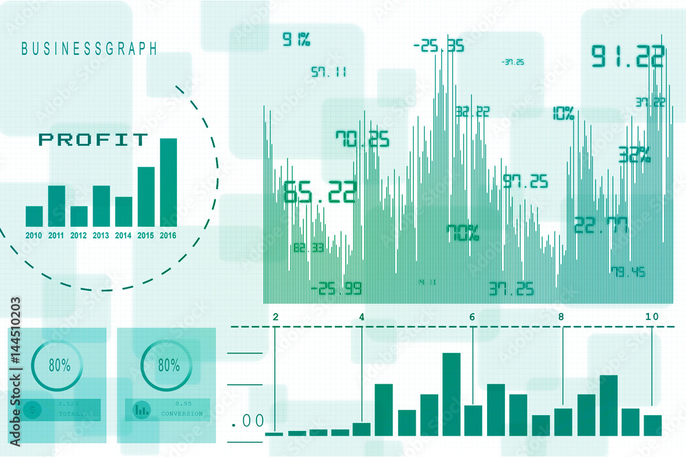 2d rendering Stock market online business concept. business Graph 