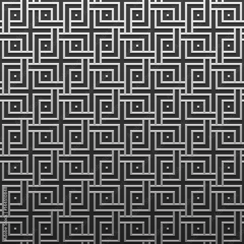 Silver/platinum metallic background with geometric pattern. Elegant luxury style.